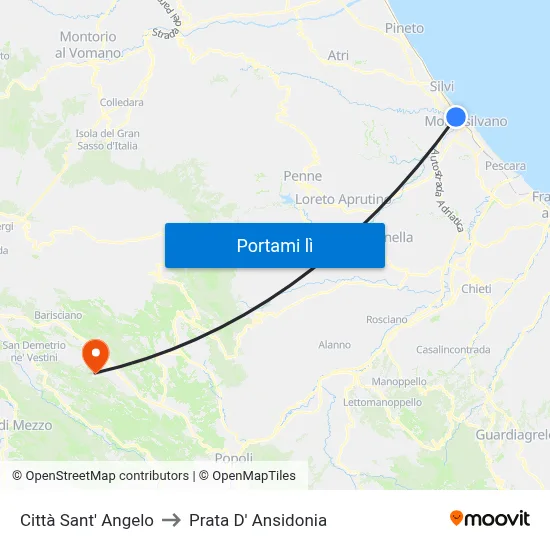 Città Sant' Angelo to Prata D' Ansidonia map