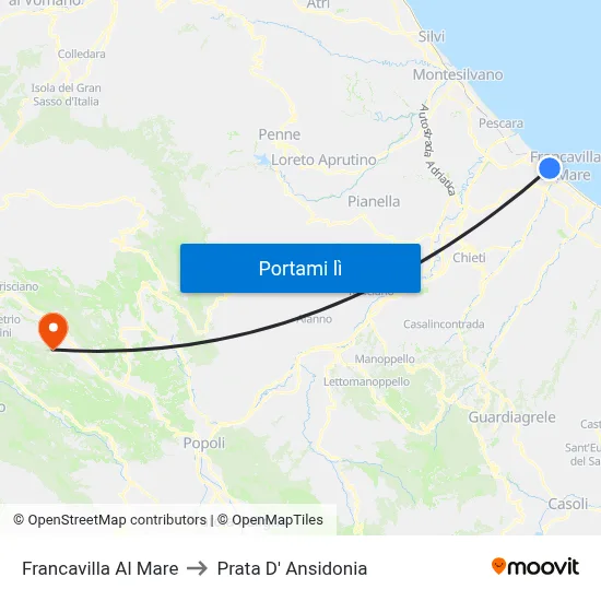 Francavilla Al Mare to Prata D' Ansidonia map