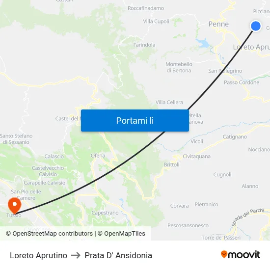 Loreto Aprutino to Prata D' Ansidonia map