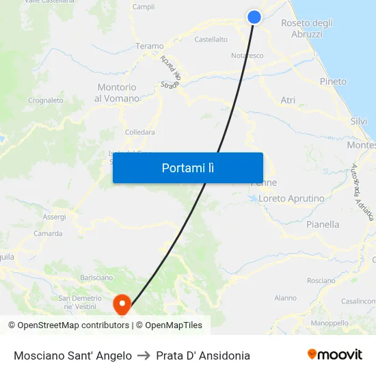 Mosciano Sant' Angelo to Prata D' Ansidonia map
