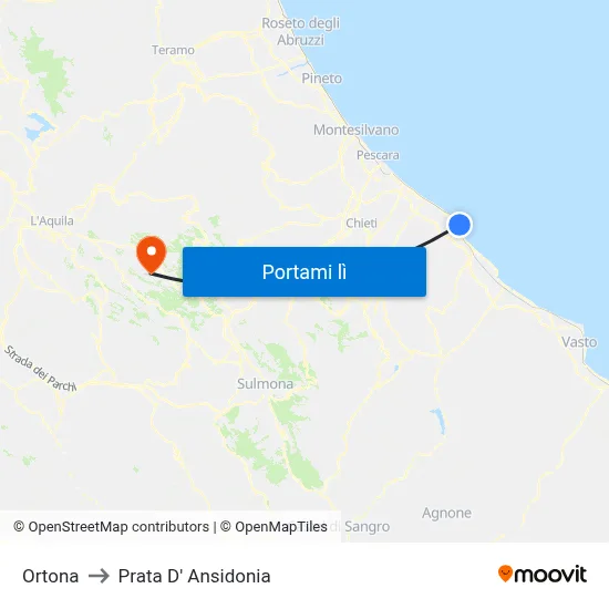 Ortona to Prata D' Ansidonia map