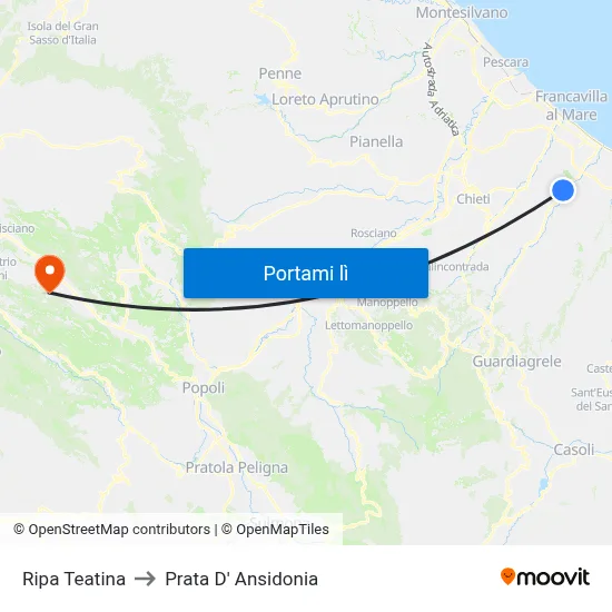 Ripa Teatina to Prata D' Ansidonia map