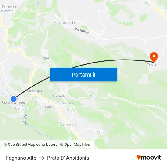 Fagnano Alto to Prata D' Ansidonia map