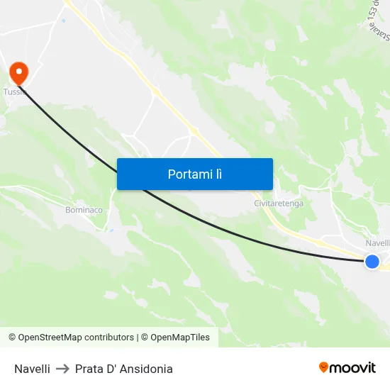 Navelli to Prata D' Ansidonia map