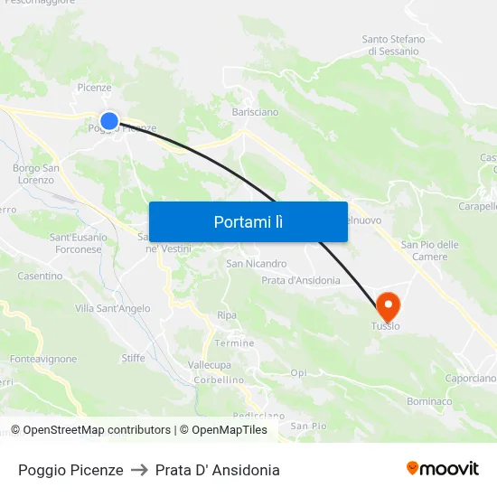 Poggio Picenze to Prata D' Ansidonia map