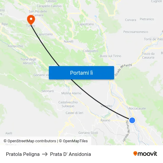 Pratola Peligna to Prata D' Ansidonia map