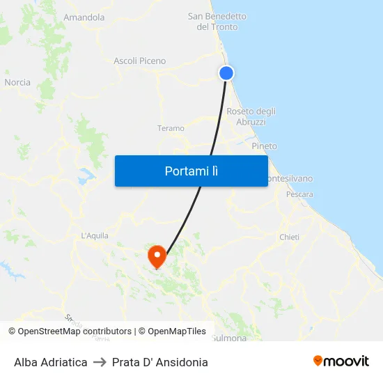 Alba Adriatica to Prata D' Ansidonia map