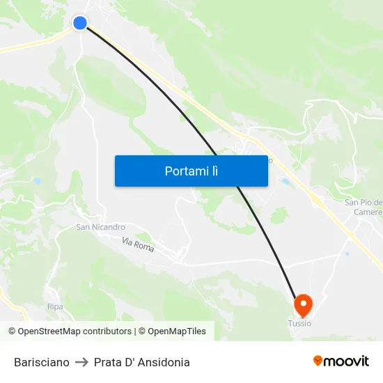 Barisciano to Prata D' Ansidonia map