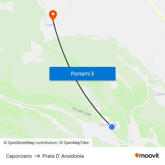 Caporciano to Prata D' Ansidonia map