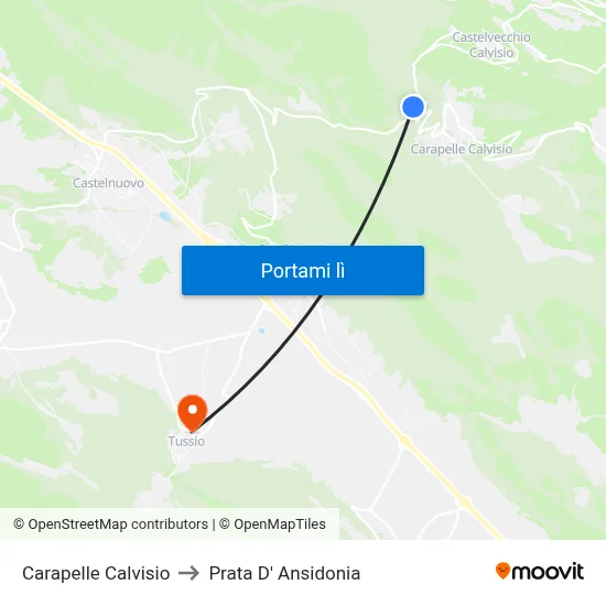 Carapelle Calvisio to Prata D' Ansidonia map