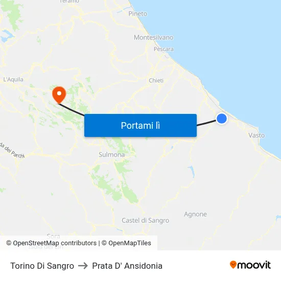 Torino Di Sangro to Prata D' Ansidonia map