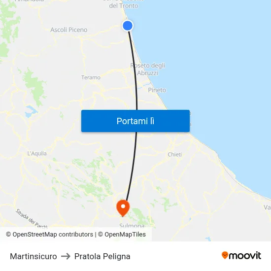 Martinsicuro to Pratola Peligna map