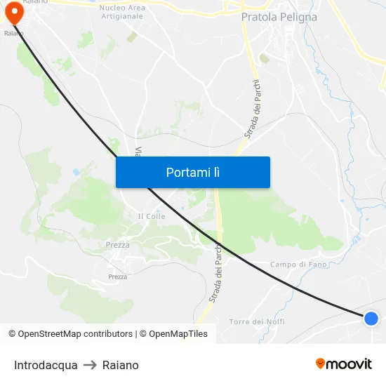 Introdacqua to Raiano map