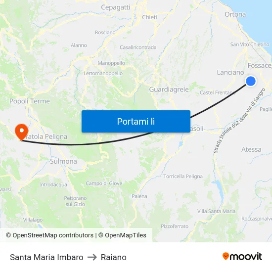 Santa Maria Imbaro to Raiano map
