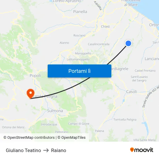 Giuliano Teatino to Raiano map