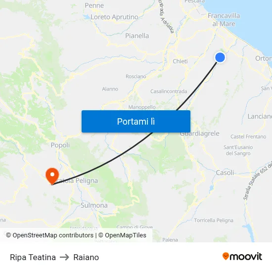 Ripa Teatina to Raiano map