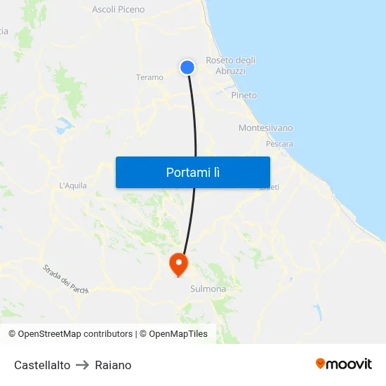 Castellalto to Raiano map