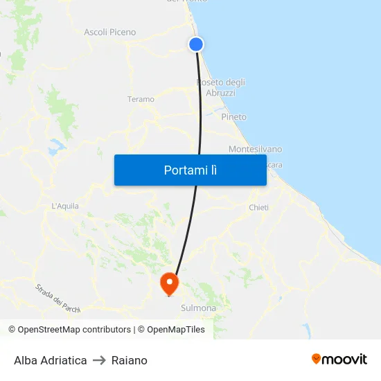 Alba Adriatica to Raiano map