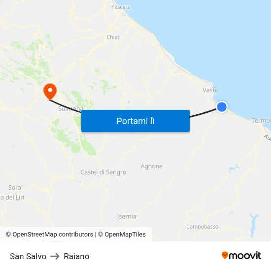San Salvo to Raiano map