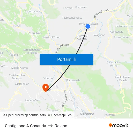 Castiglione A Casauria to Raiano map