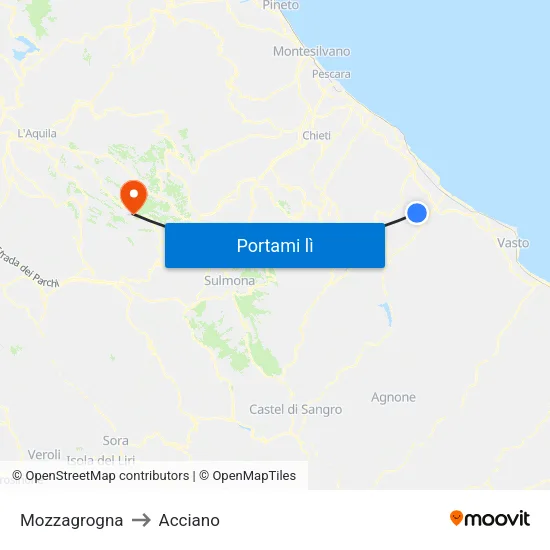 Mozzagrogna to Acciano map