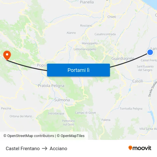 Castel Frentano to Acciano map