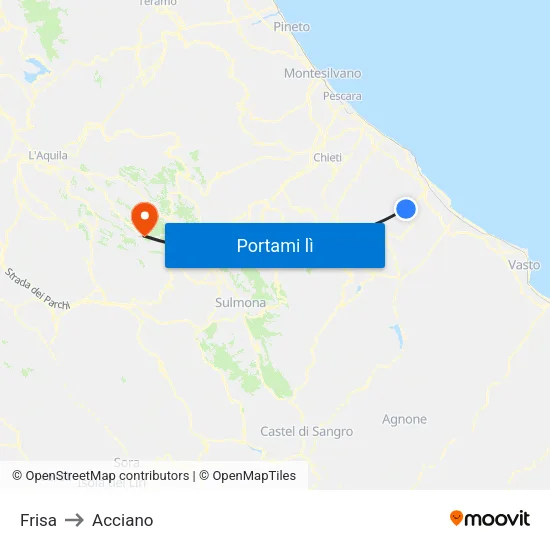 Frisa to Acciano map