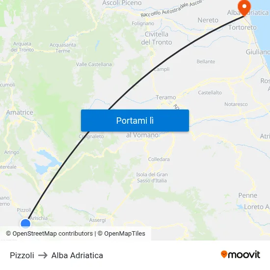 Pizzoli to Alba Adriatica map