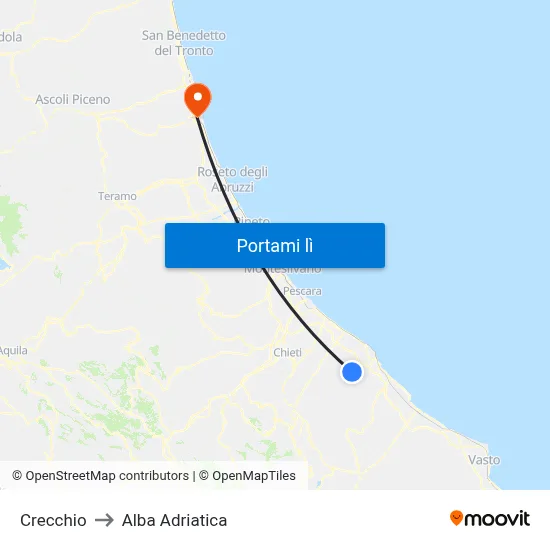 Crecchio to Alba Adriatica map