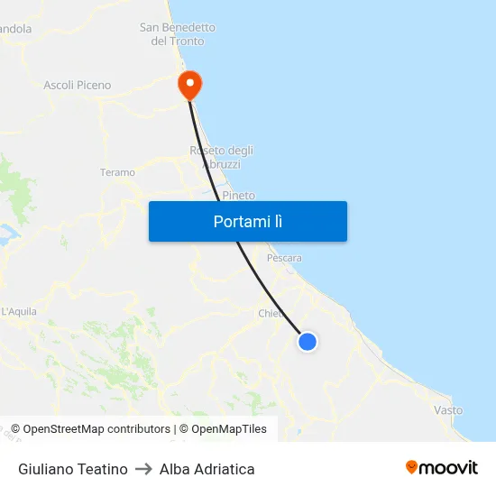 Giuliano Teatino to Alba Adriatica map