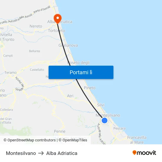 Montesilvano to Alba Adriatica map