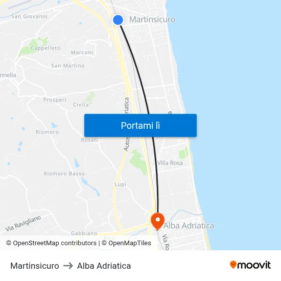 Martinsicuro to Alba Adriatica map