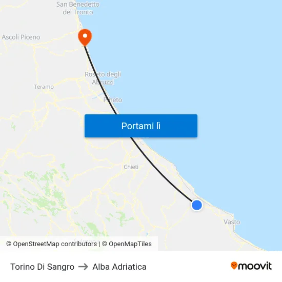 Torino Di Sangro to Alba Adriatica map