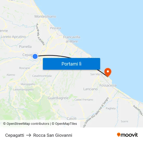 Cepagatti to Rocca San Giovanni map