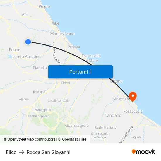 Elice to Rocca San Giovanni map