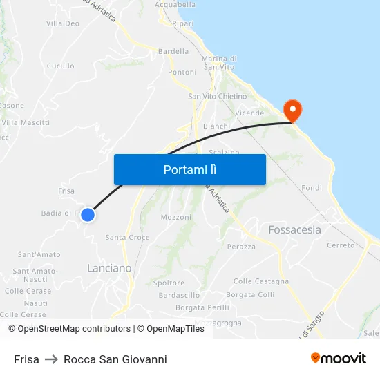 Frisa to Rocca San Giovanni map
