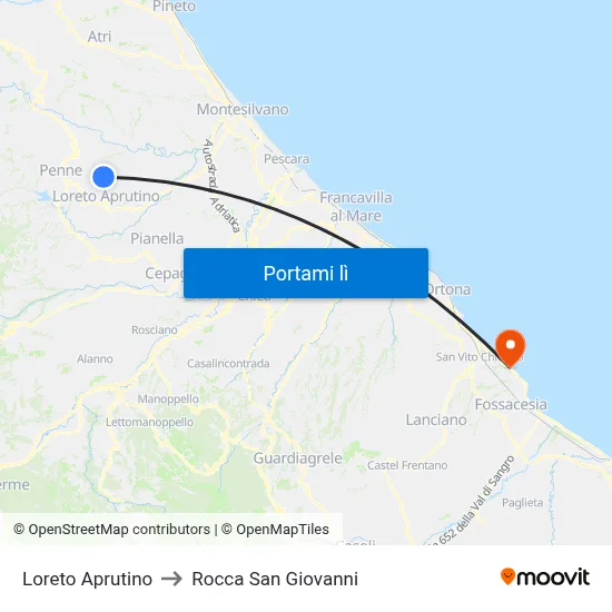 Loreto Aprutino to Rocca San Giovanni map