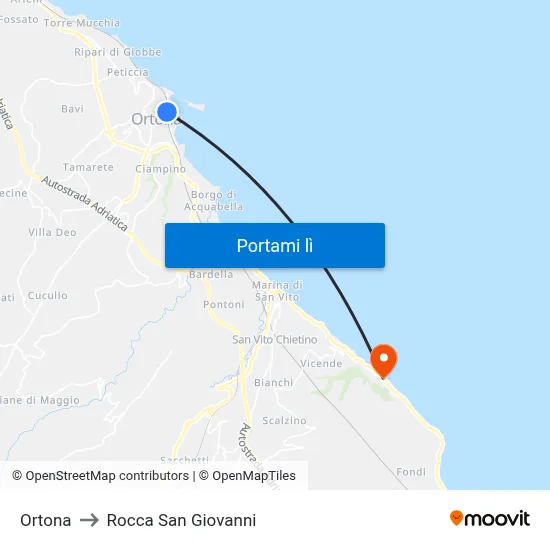 Ortona to Rocca San Giovanni map