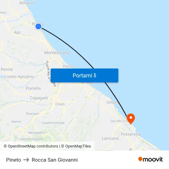 Pineto to Rocca San Giovanni map