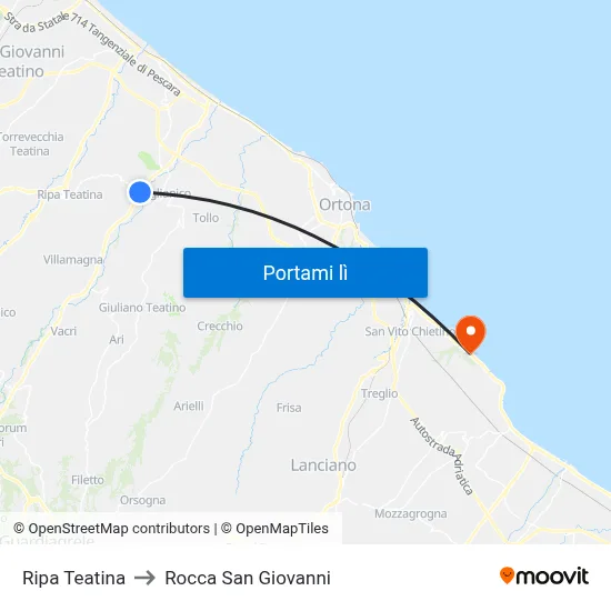 Ripa Teatina to Rocca San Giovanni map