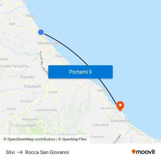 Silvi to Rocca San Giovanni map