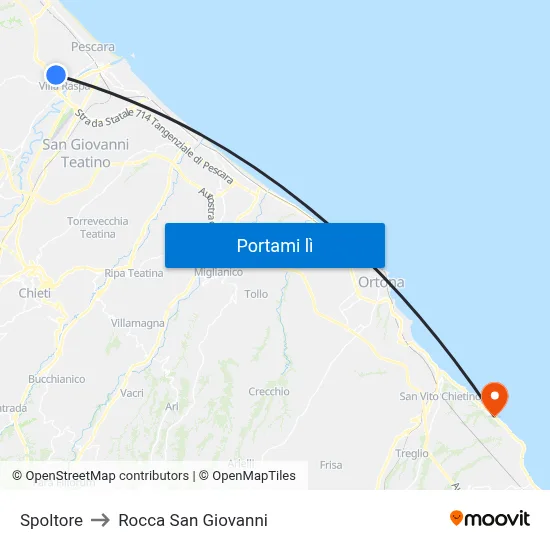 Spoltore to Rocca San Giovanni map