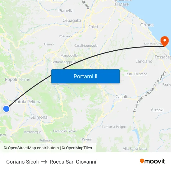 Goriano Sicoli to Rocca San Giovanni map