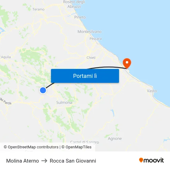 Molina Aterno to Rocca San Giovanni map