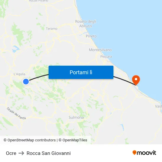 Ocre to Rocca San Giovanni map