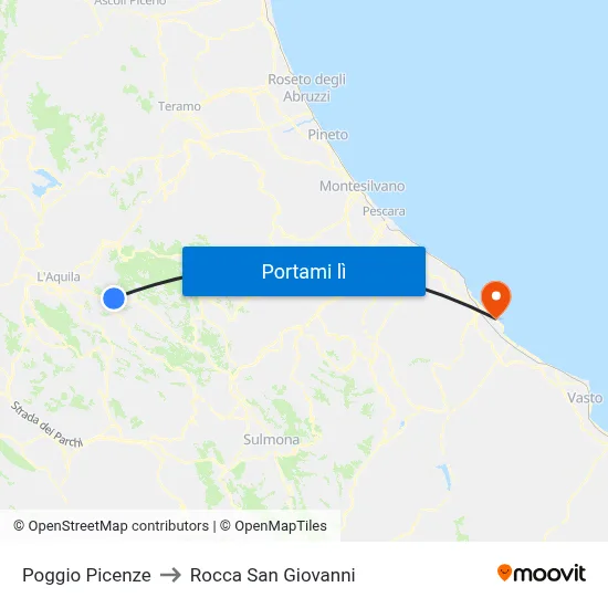Poggio Picenze to Rocca San Giovanni map