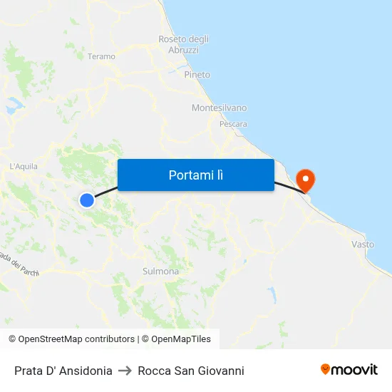 Prata D' Ansidonia to Rocca San Giovanni map
