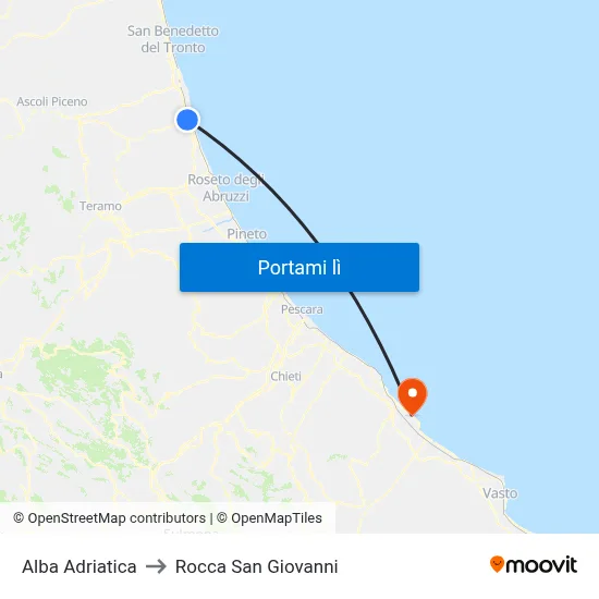 Alba Adriatica to Rocca San Giovanni map