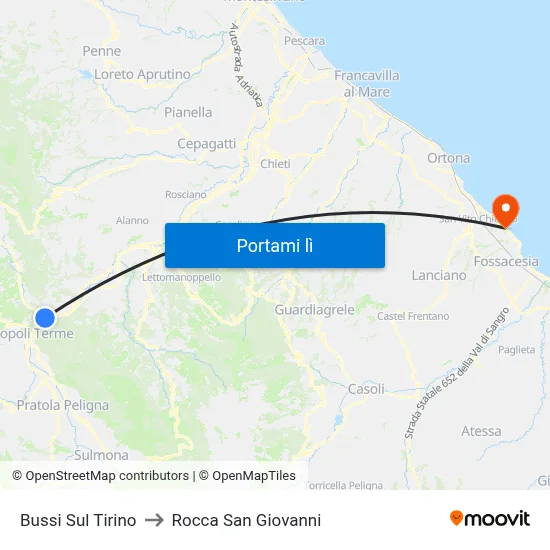 Bussi Sul Tirino to Rocca San Giovanni map