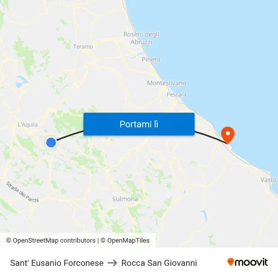 Sant' Eusanio Forconese to Rocca San Giovanni map